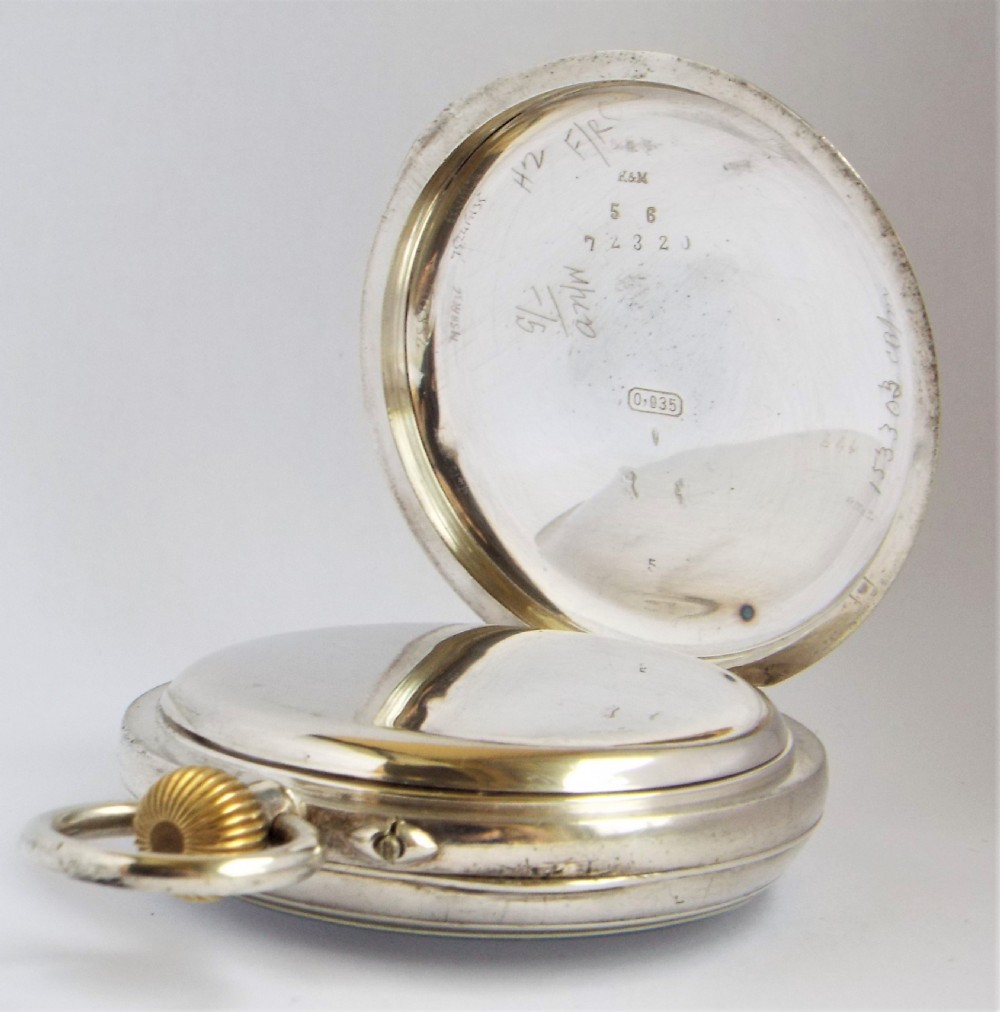 Antique silver Omega pocket watch. View III