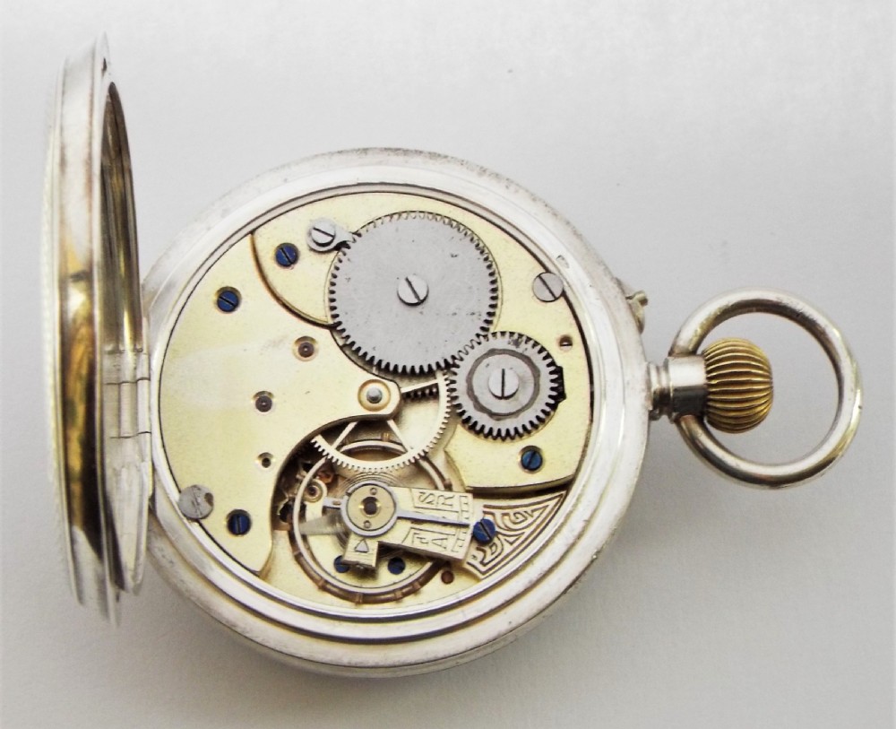 Antique silver Omega pocket watch. View V