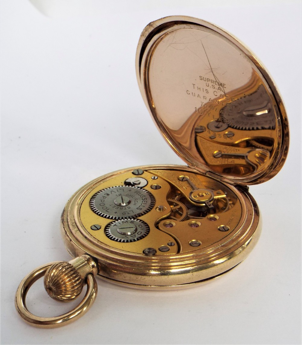 Antique Thomas Russell full hunter pocket watch. View V