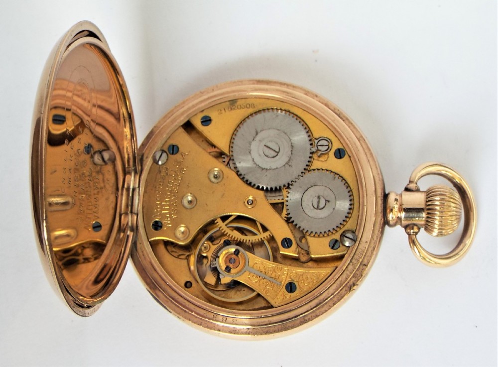 Antique 1918 Waltham Traveler pocket watch. View V