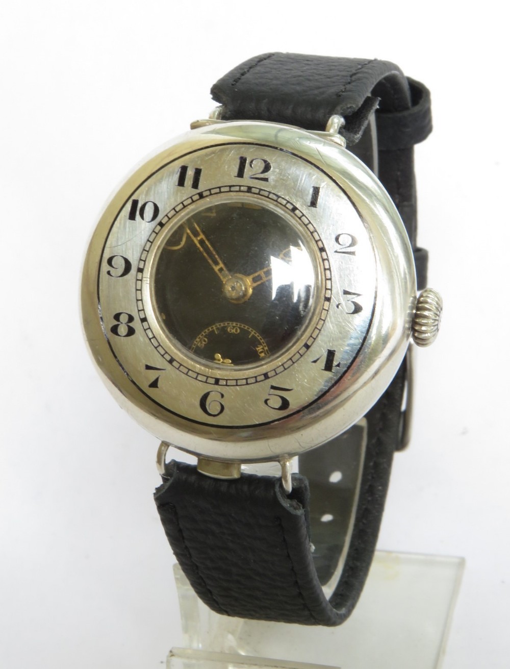 Gents 1918 antique silver half hunter trench watch
