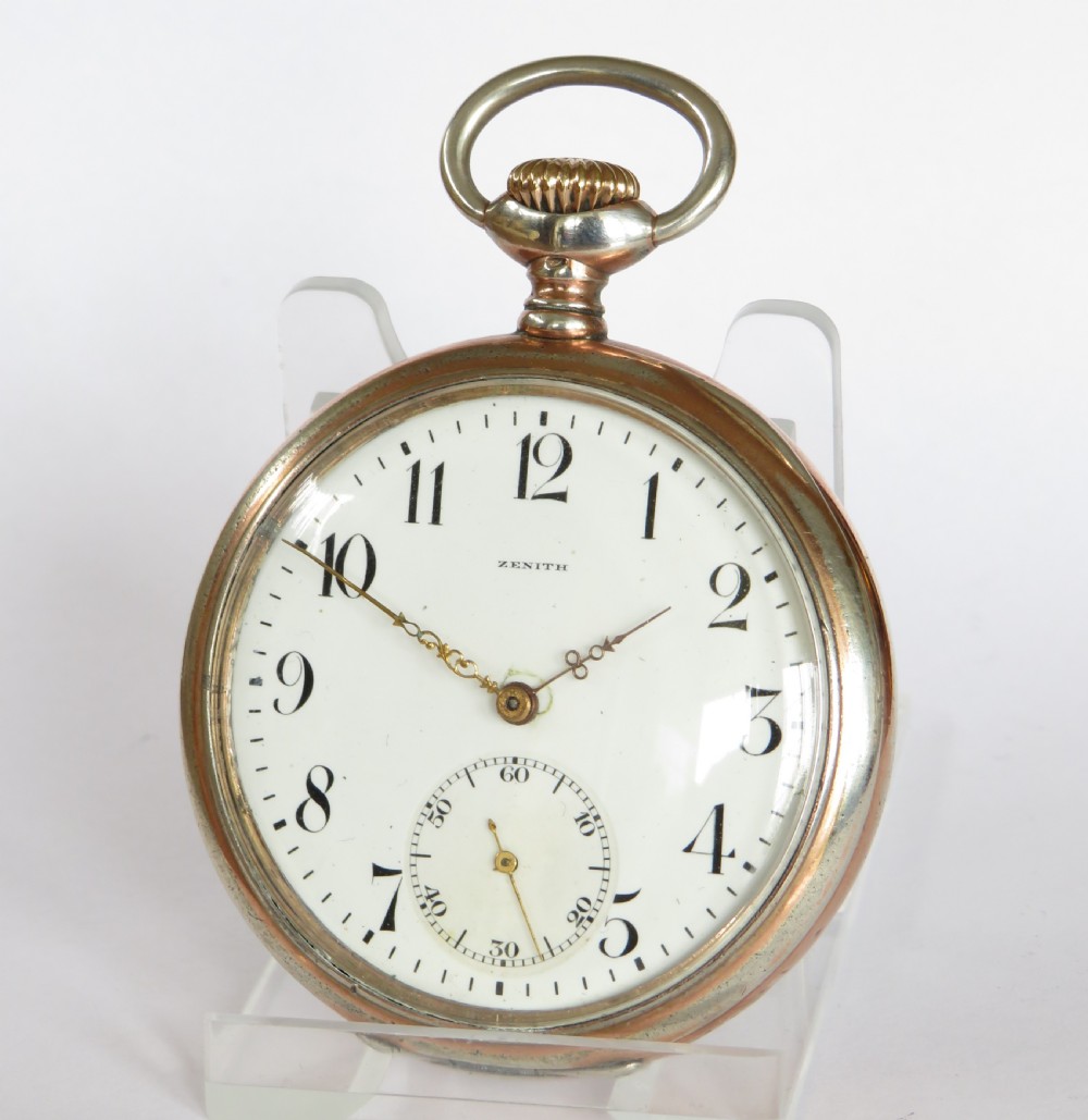 Antique silver Zenith pocket watch, 1919