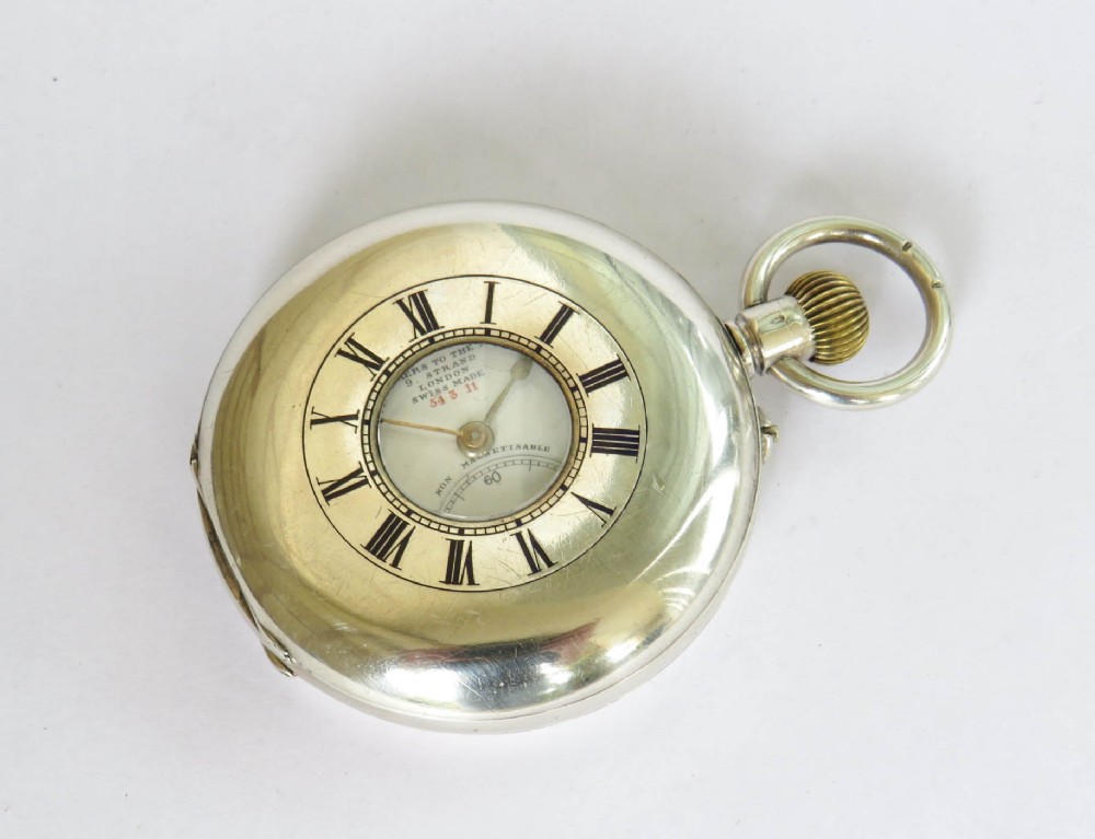Antique silver half hunter pocket watch, S Smith & Son