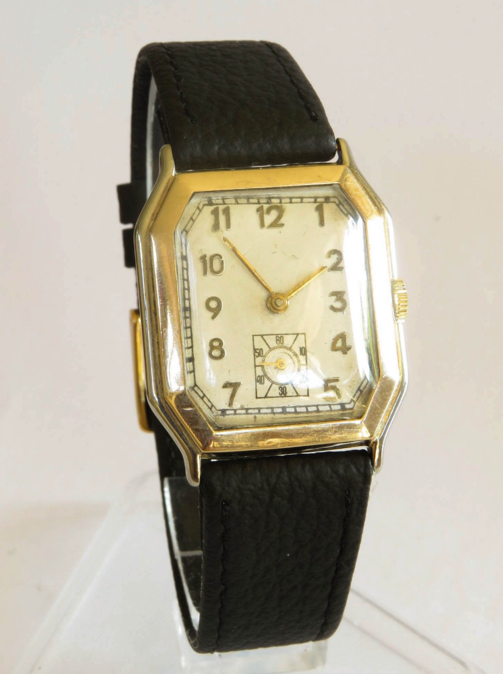 Gents 9ct gold Art Deco wrist watch, 1930