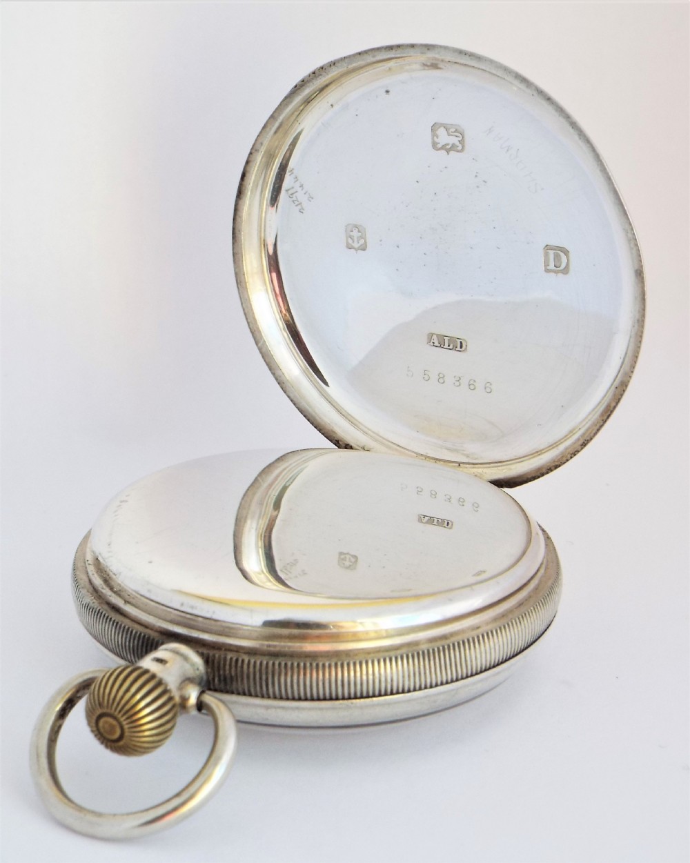 Antique silver Waltham pocket watch, 1928. View III