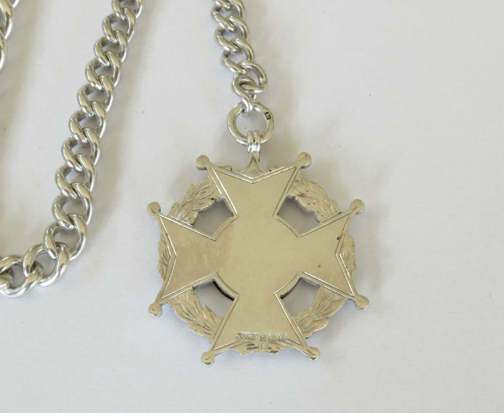 Heavy antique silver watch chain and fob View III