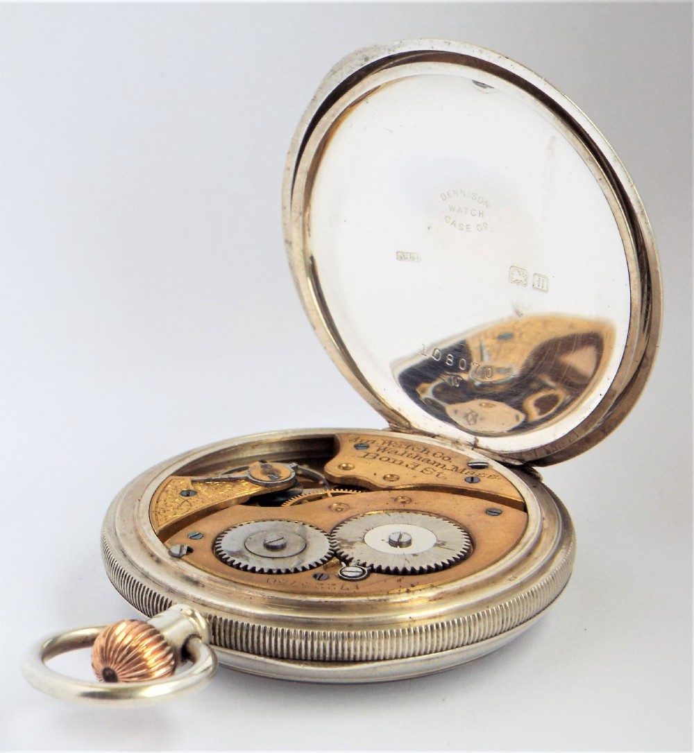 Antique silver Waltham Bond Street pocket watch. View IV