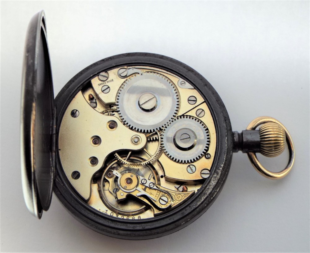 A 1910s gun metal Minerva pocket watch. View IV