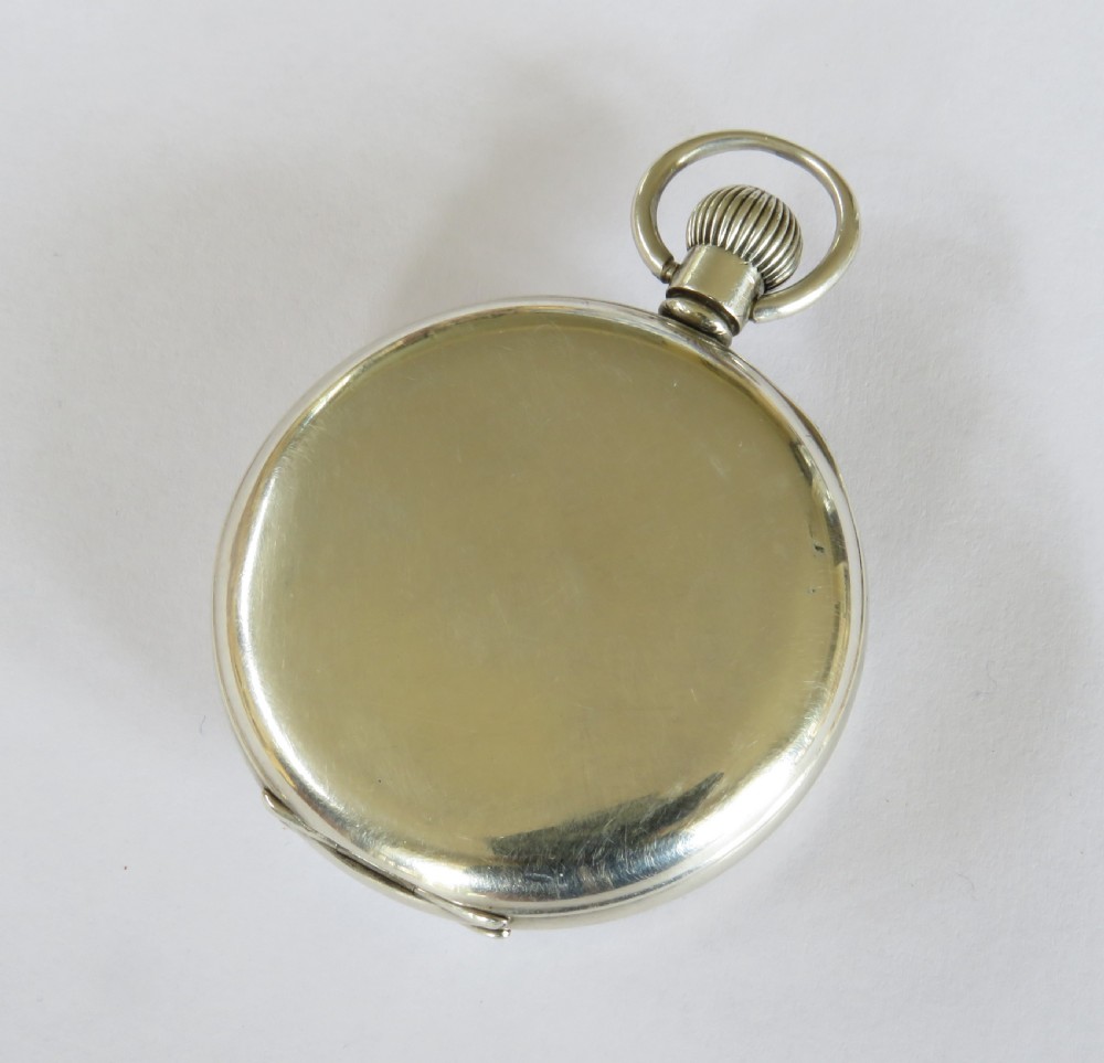 Antique silver Cyma pocket watch for J W Benson, 1935 View V