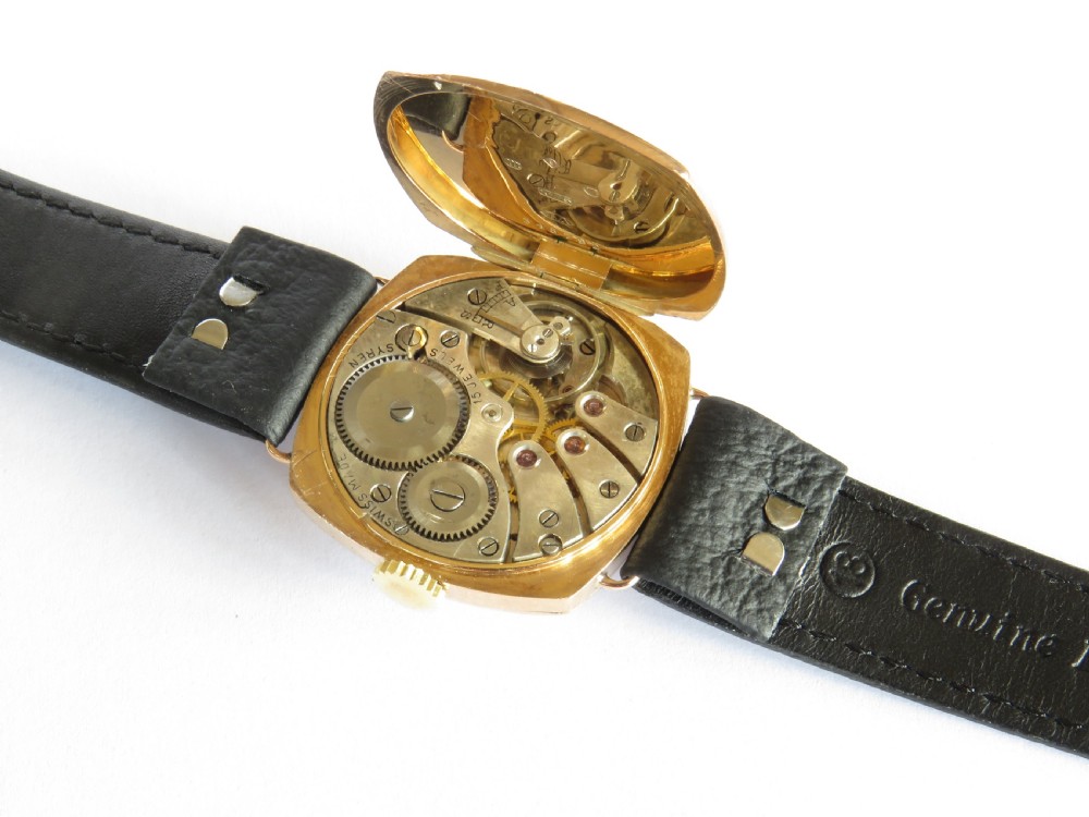 Antique 9ct gold Syren wrist watch, 1927 View VI