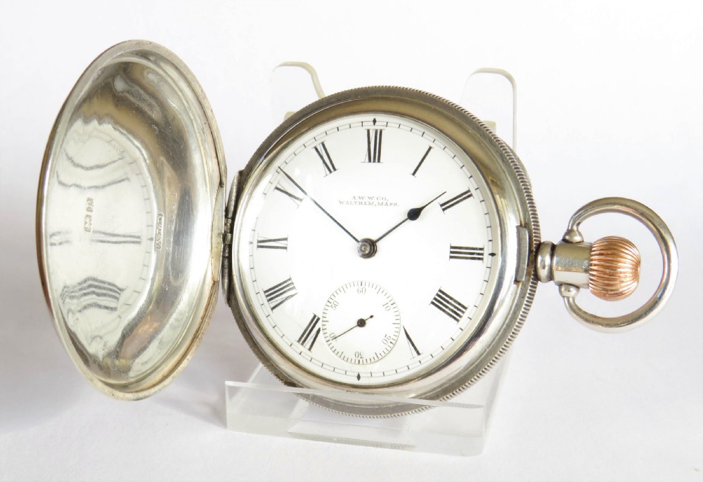 Antique silver Waltham full hunter pocket watch