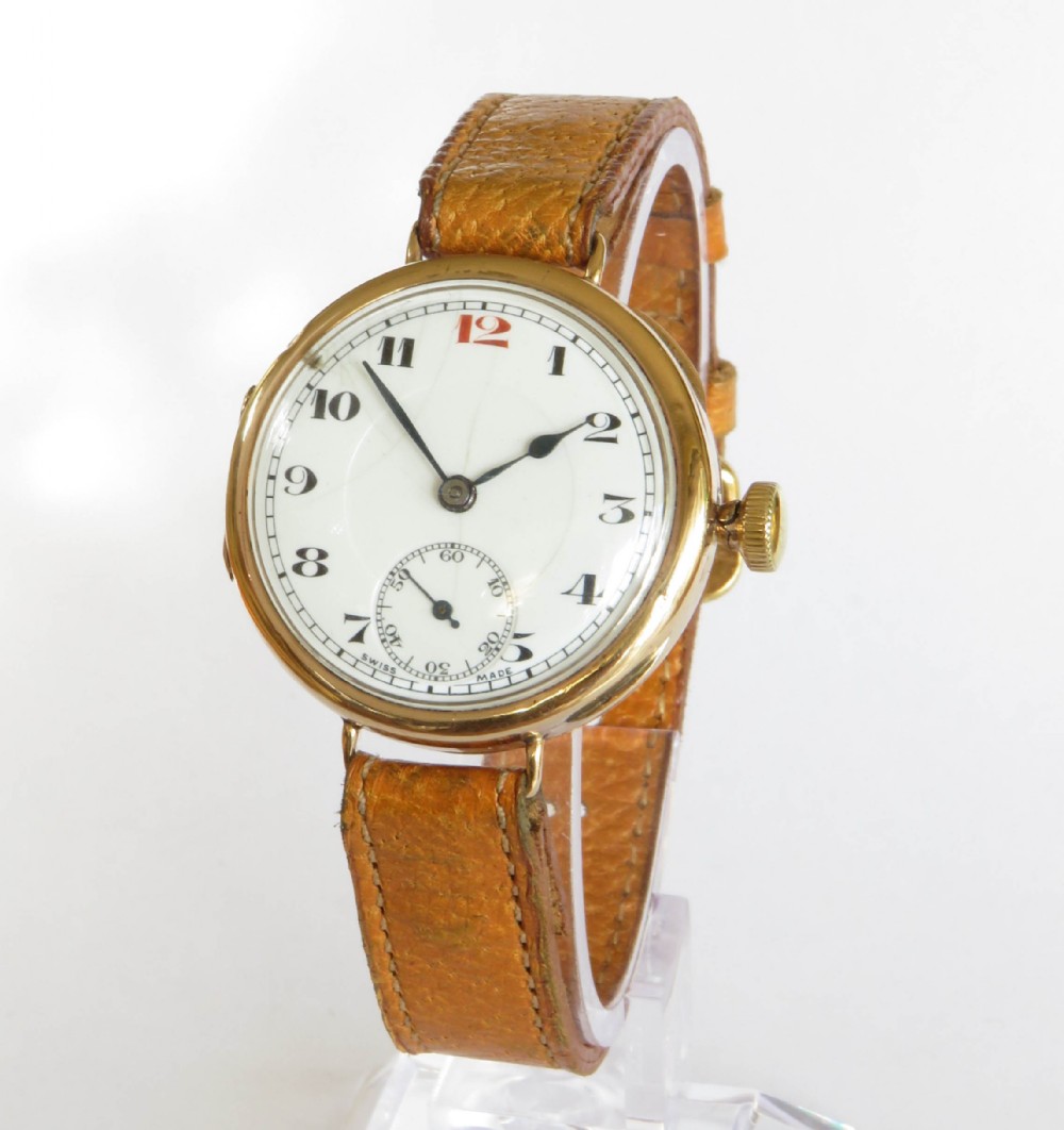 Gents antique 9ct gold Herald wrist watch, 1923