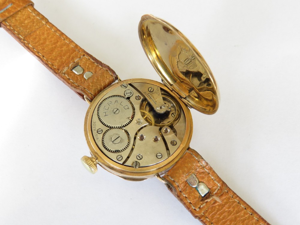 Gents antique 9ct gold Herald wrist watch, 1923 View III
