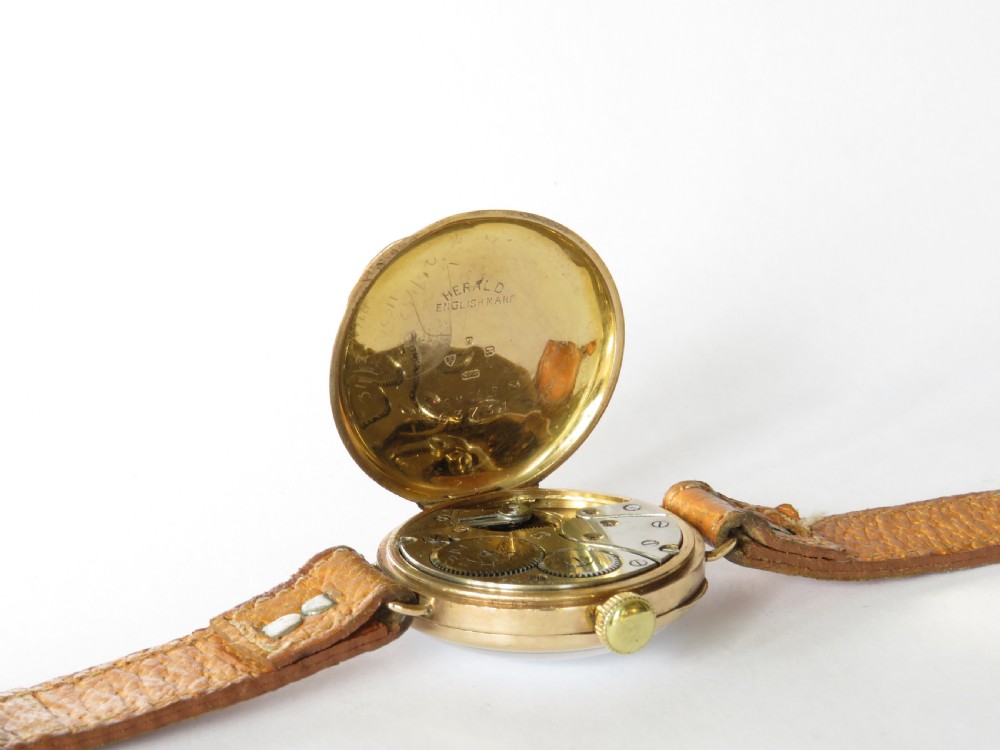 Gents antique 9ct gold Herald wrist watch, 1923 View IV