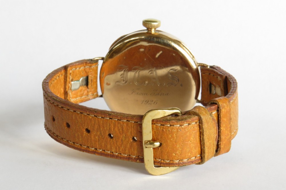 Gents antique 9ct gold Herald wrist watch, 1923 View V