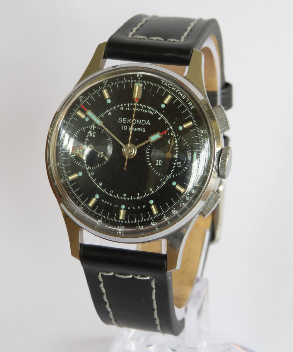 Gents 1960s Sekonda Strela 3017 Cosmonaut chronograph wrist watch