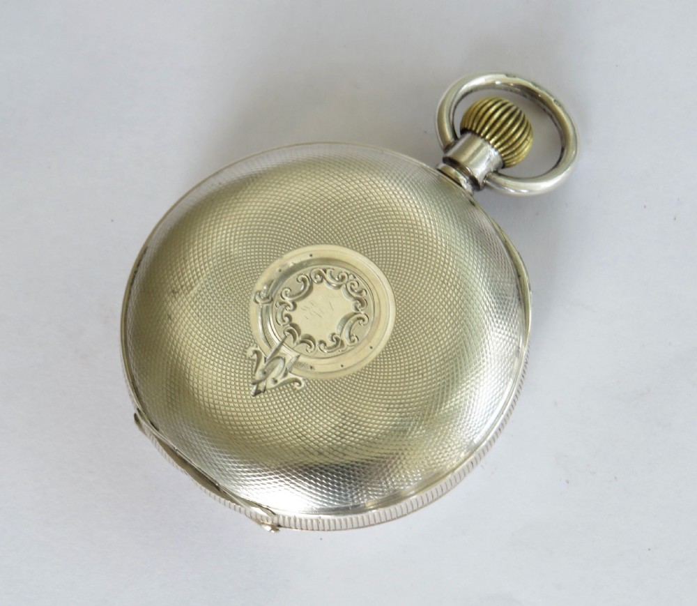 Antique silver half hunter pocket watch View VI