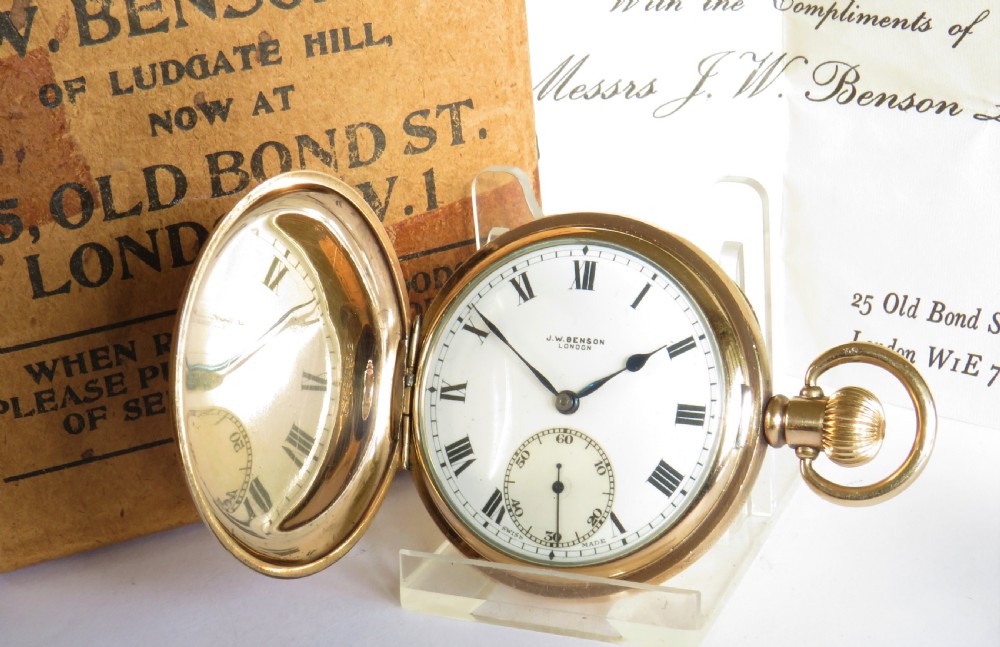Antique J W Benson full hunter pocket watch
