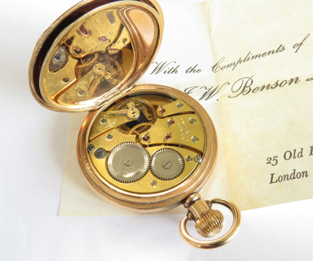 Antique J W Benson full hunter pocket watch View III