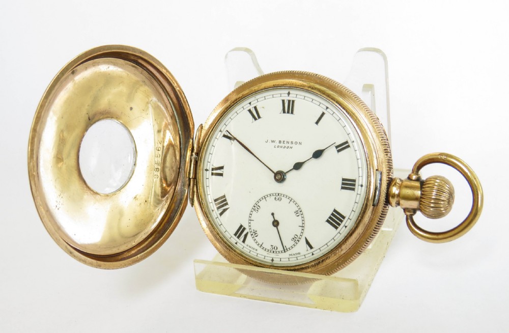 Antique J W Benson half hunter pocket watch View II