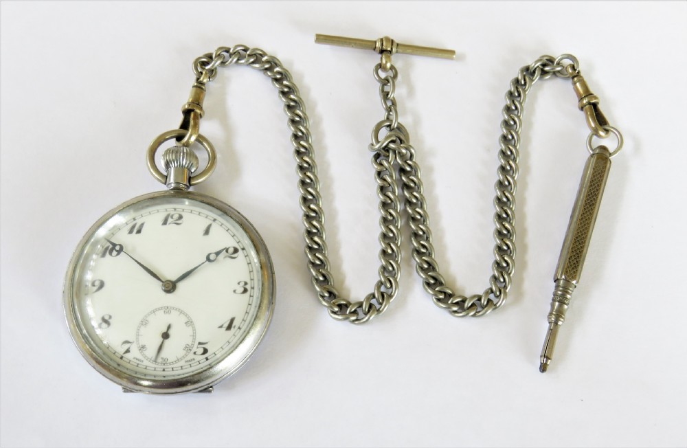 1930s Helvetia Koh-I-Noor pocket watch and chain View II