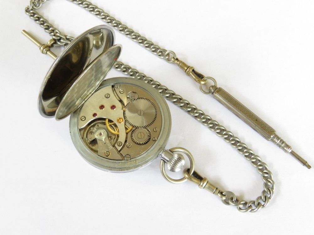 1930s Helvetia Koh-I-Noor pocket watch and chain View III