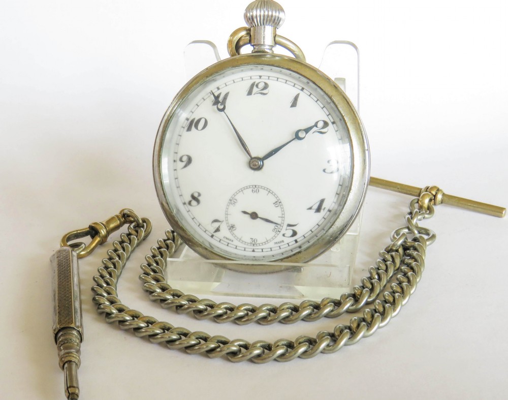 1930s Helvetia Koh-I-Noor pocket watch and chain