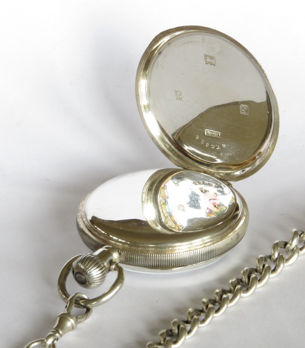 Antique Waltham Traveler pocket watch and chain View III