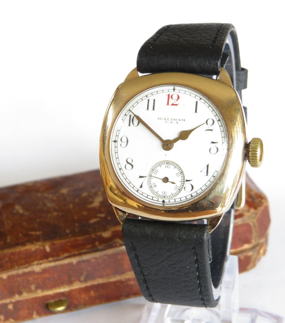Gents 9ct gold Waltham wrist watch, 1934