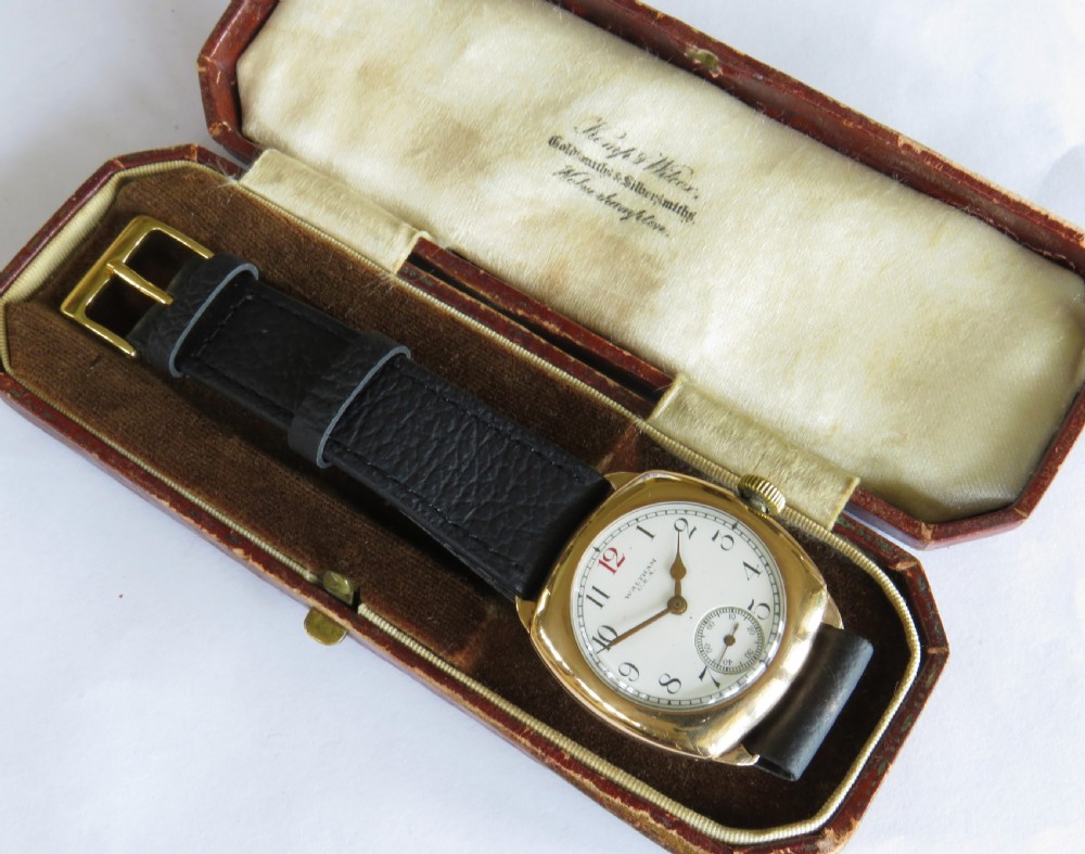Gents 9ct gold Waltham wrist watch, 1934 View III