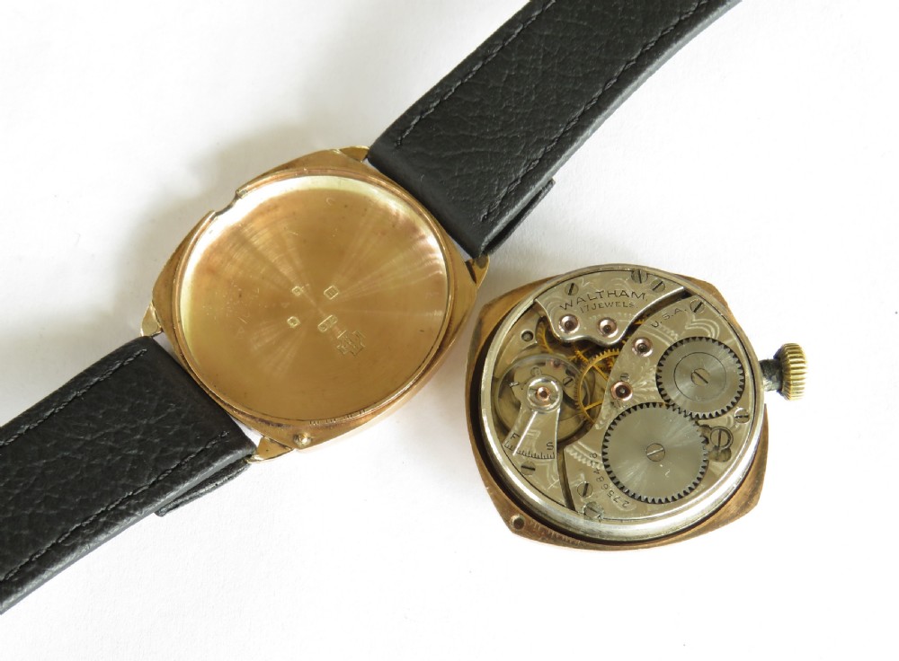 Gents 9ct gold Waltham wrist watch, 1934 View IV