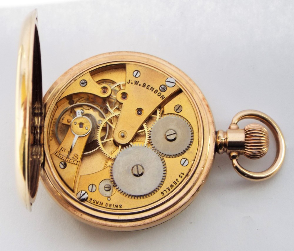Antique Cyma hunter pocket watch for J W Benson. View V
