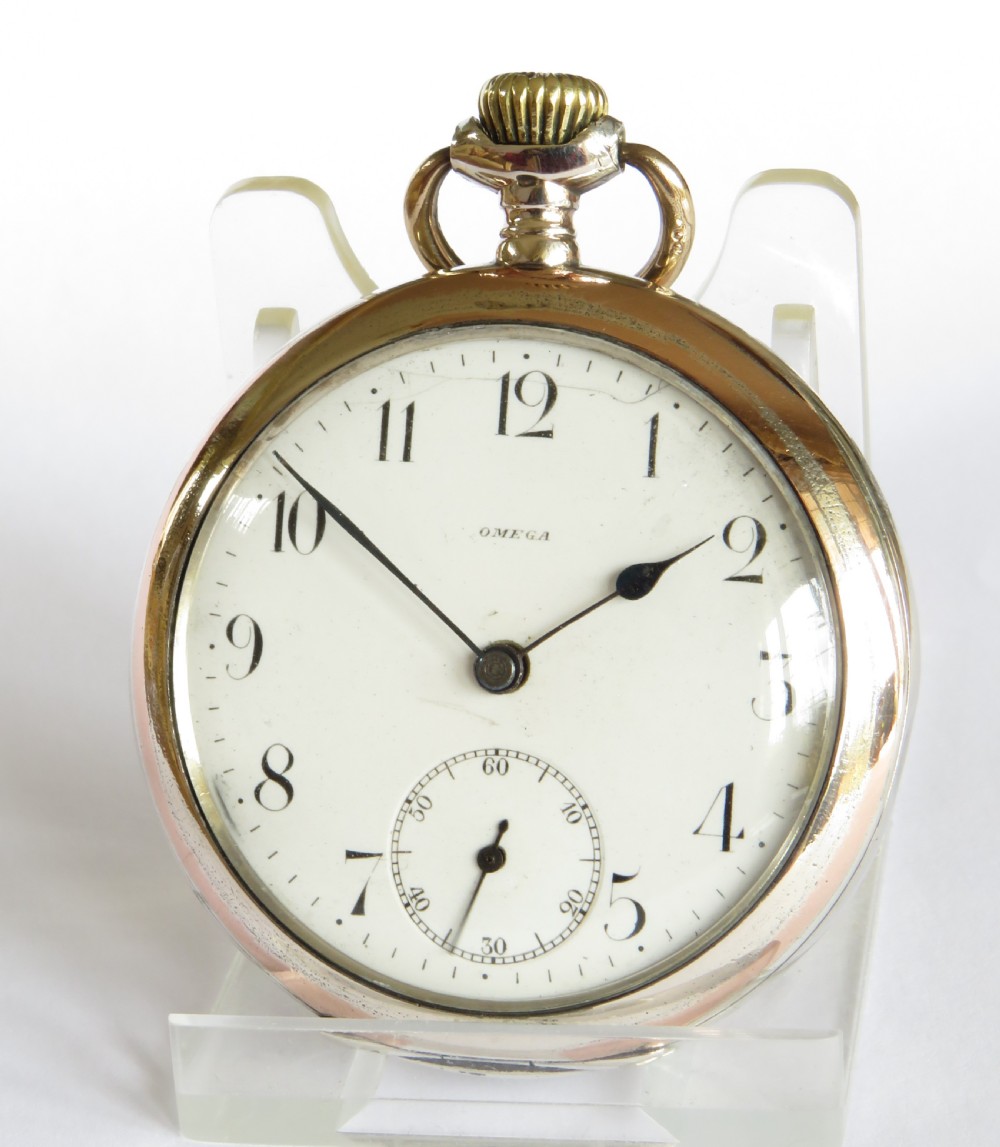 Antique silver Omega pocket watch. View II