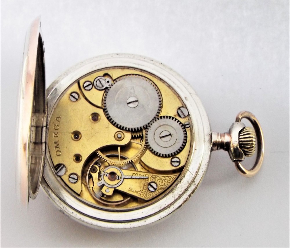 Antique silver Omega pocket watch. View VI