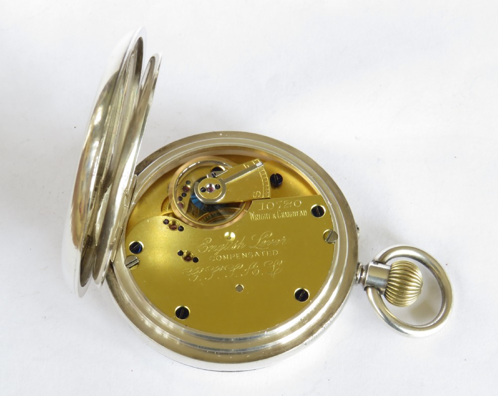 Antique silver English Lever pocket watch by Wright & Craighead View IV