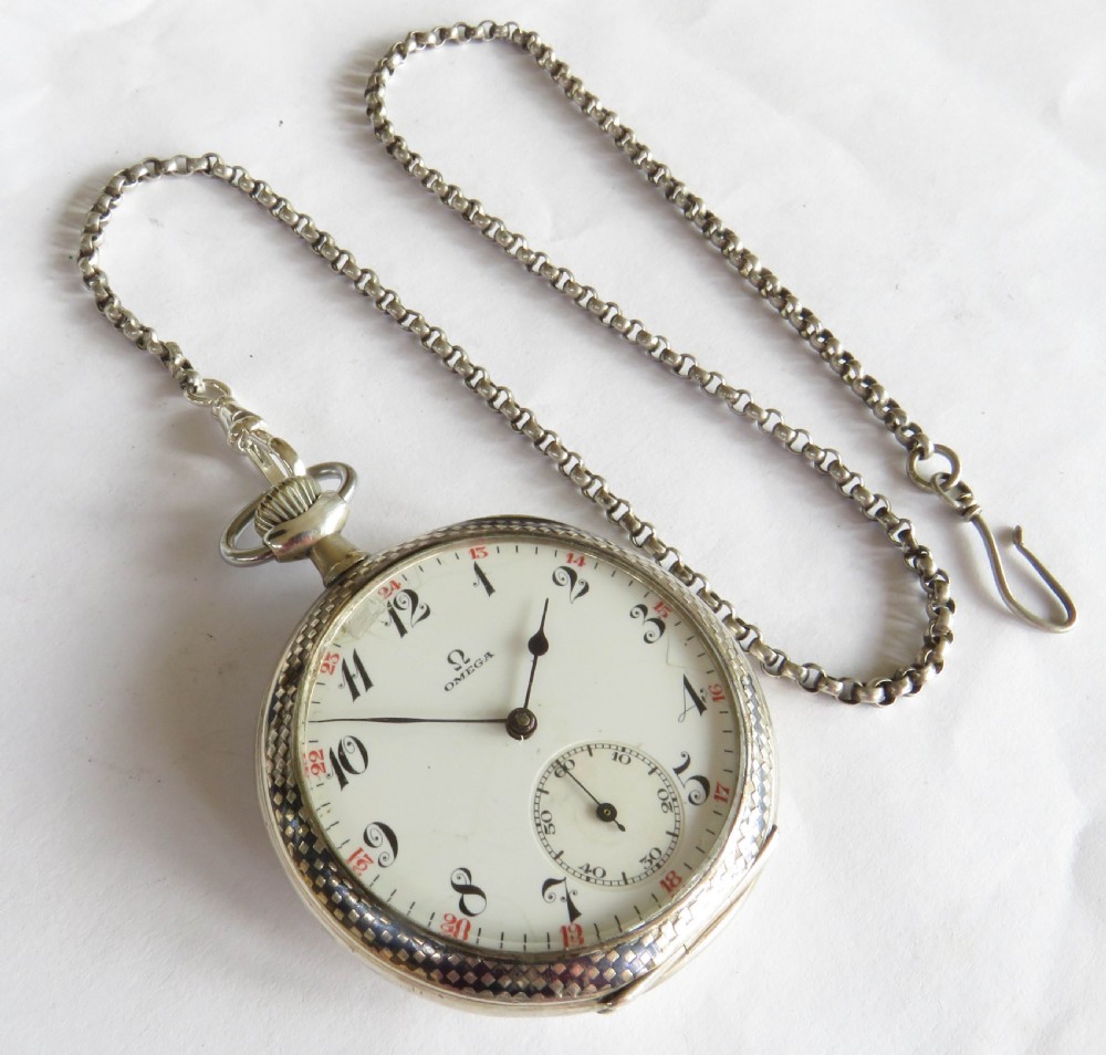 Antique 1920s Omega pocket watch with chain View II