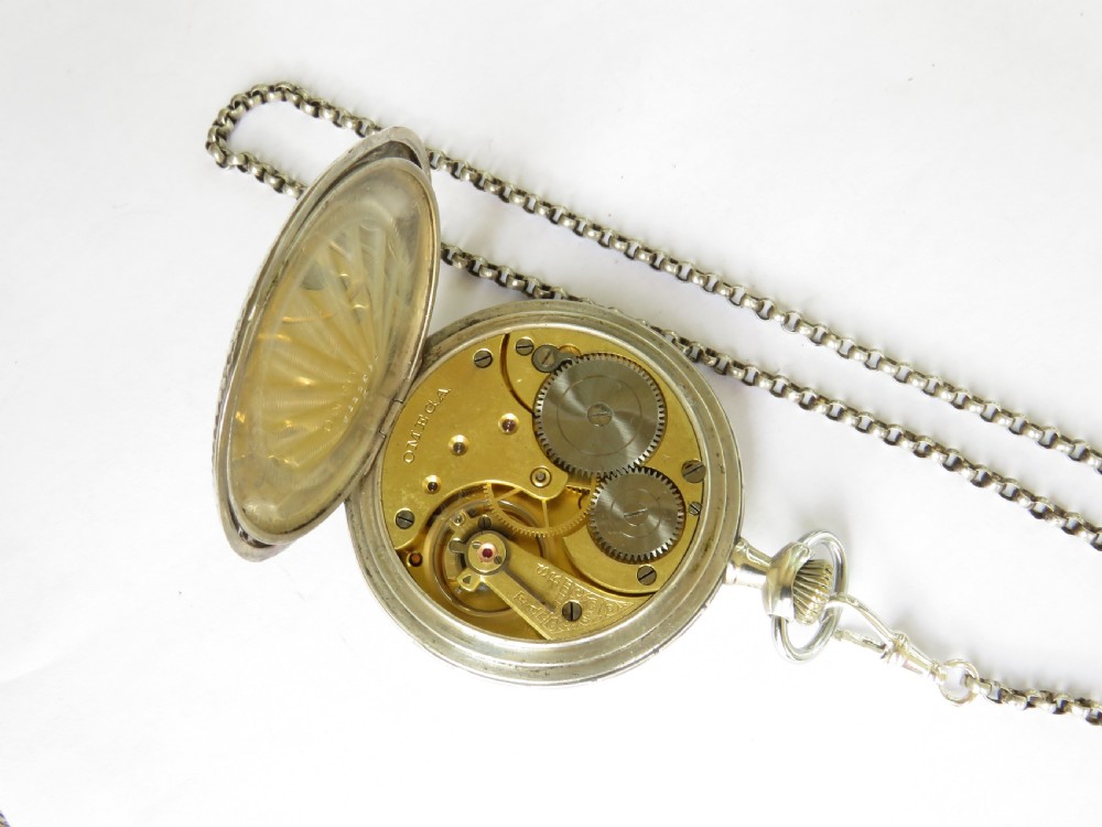 Antique 1920s Omega pocket watch with chain View III