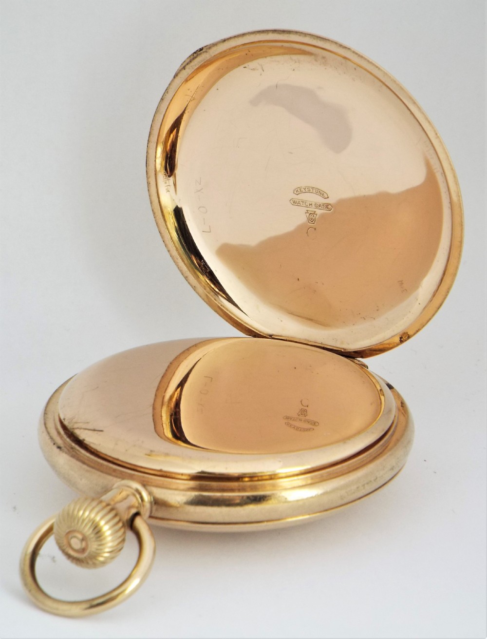 Antique 1912 Elgin half hunter pocket watch. View IV