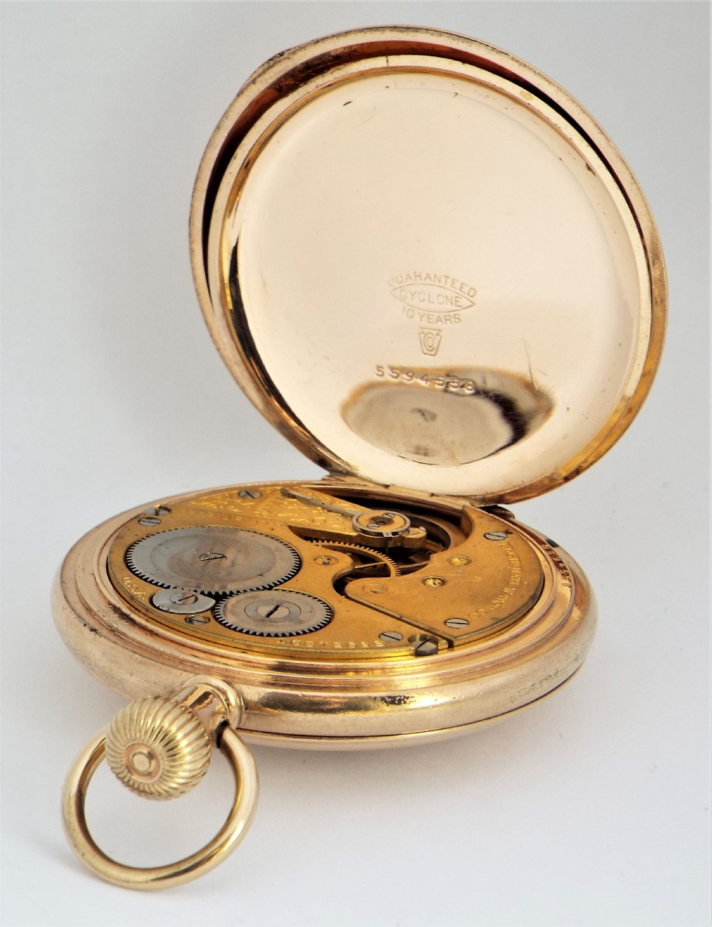 Antique 1912 Elgin half hunter pocket watch. View V