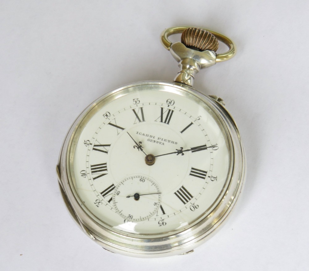 Antique silver pocket watch for the Italian market View II