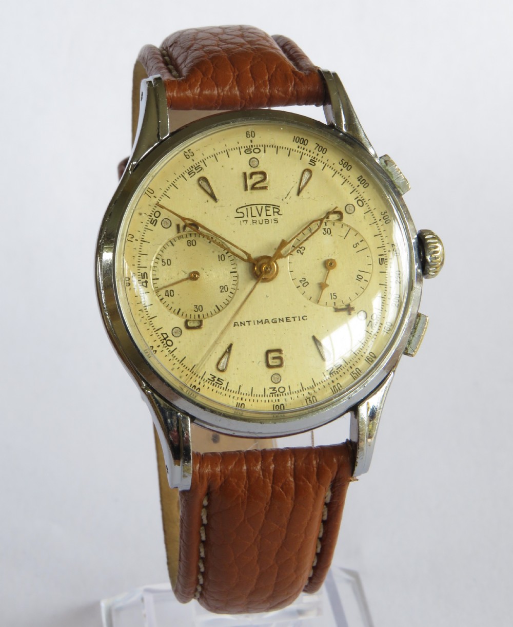 Gents 1950s “Silver” chronograph wrist watch by Antoremi View II