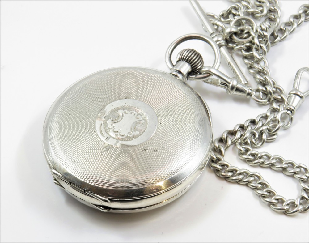 Antique 1932 silver high grade pocket watch with chain View V