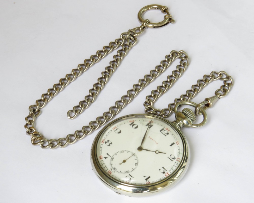 Antique Zenith pocket watch and chain View II