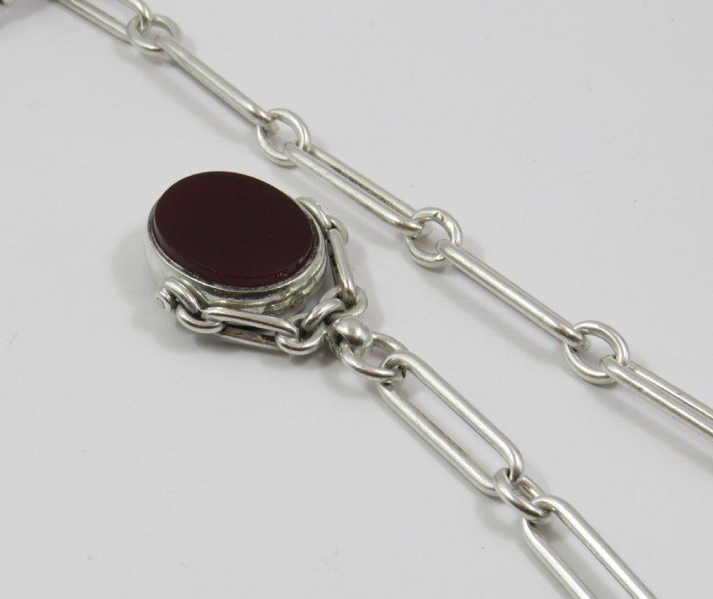 Antique silver Churchill watch chain and fob View IV