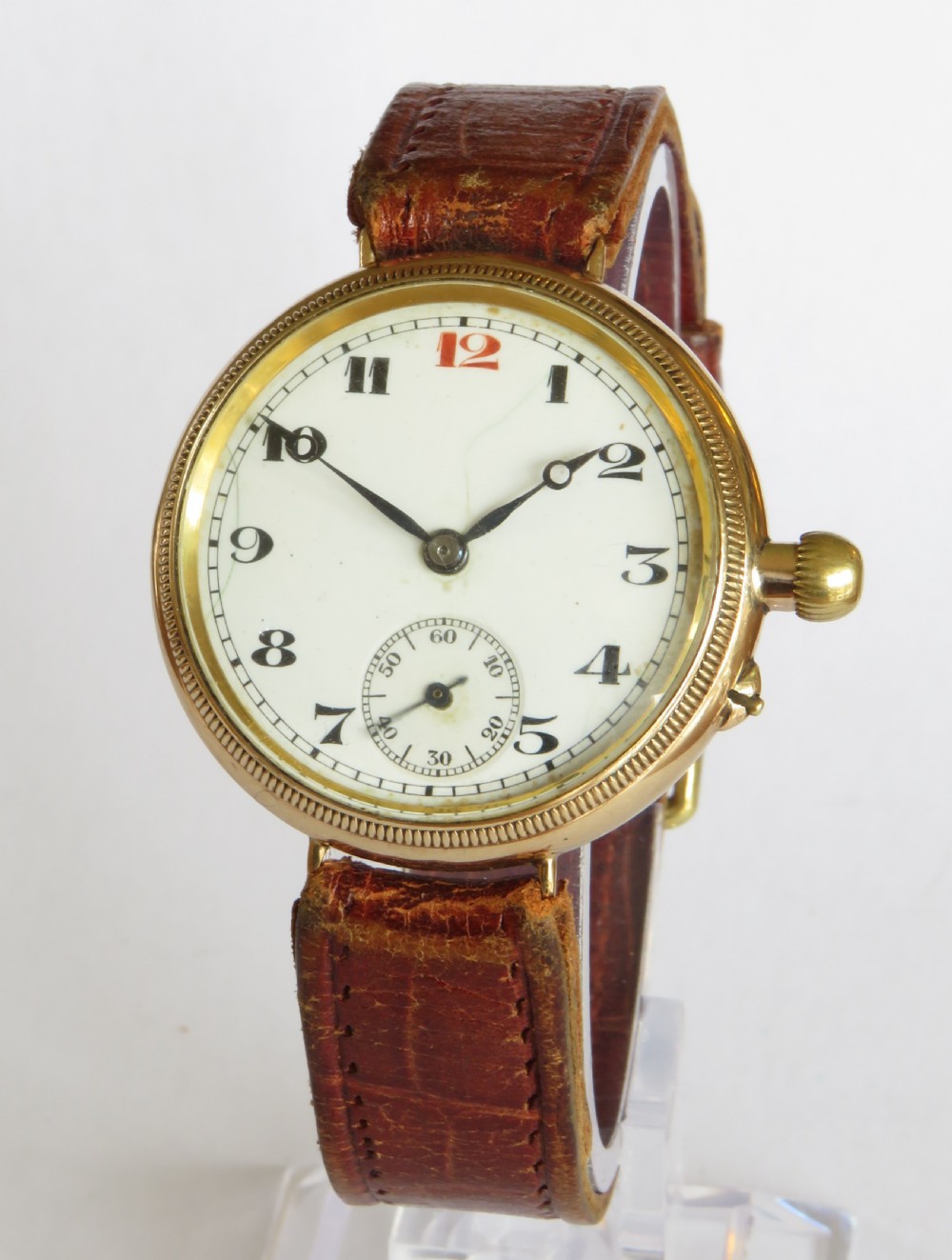 Gents 9ct gold Borgel cased wrist watch, 1923