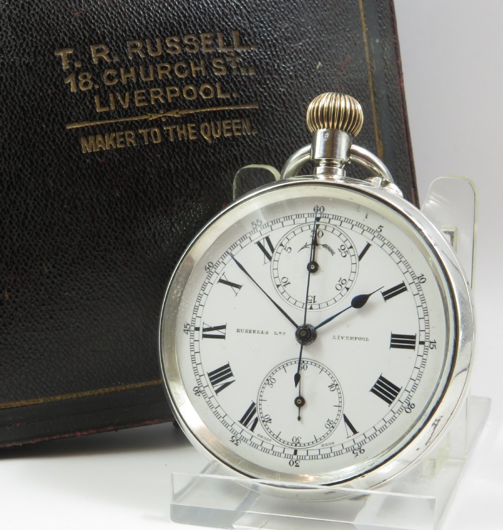 Antique silver Stauffer chronograph for Thomas Russell