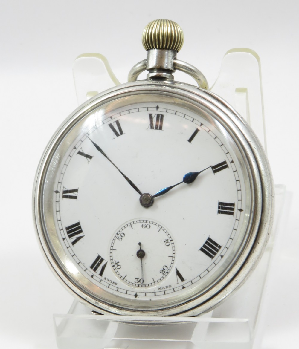 Antique silver Visible pocket watch, 1918