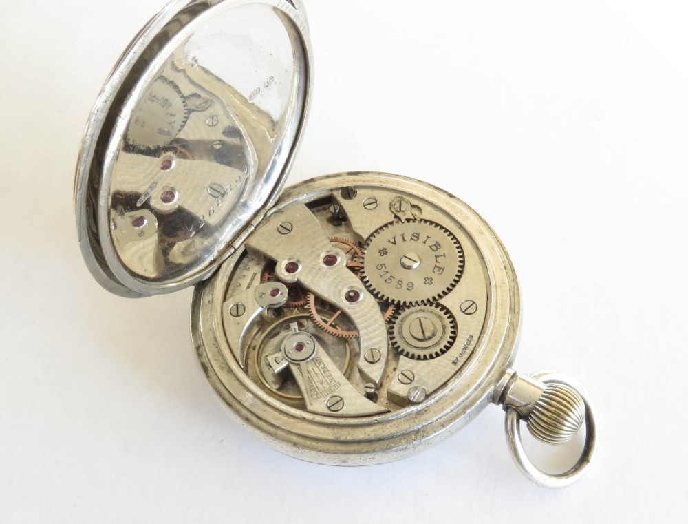 Antique silver Visible pocket watch, 1918 View III