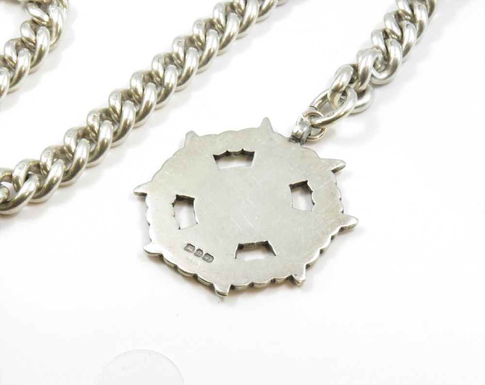 Antique heavy silver watch chain and fob, 1897 View II