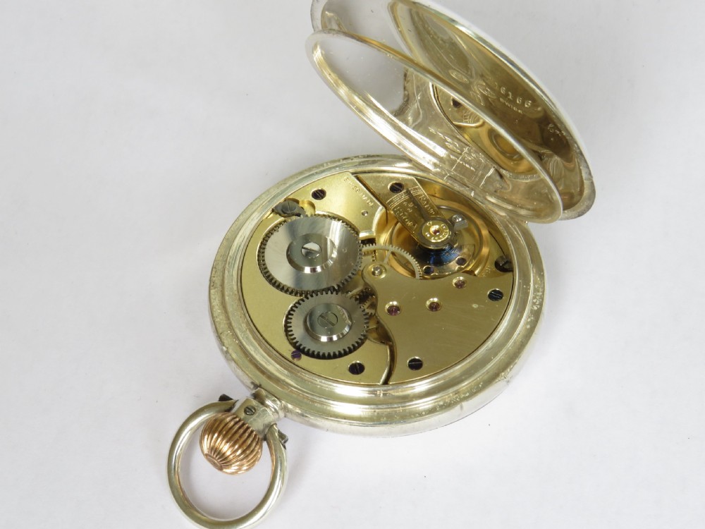 Silver Longines half hunter pocket watch, 1908 View IV